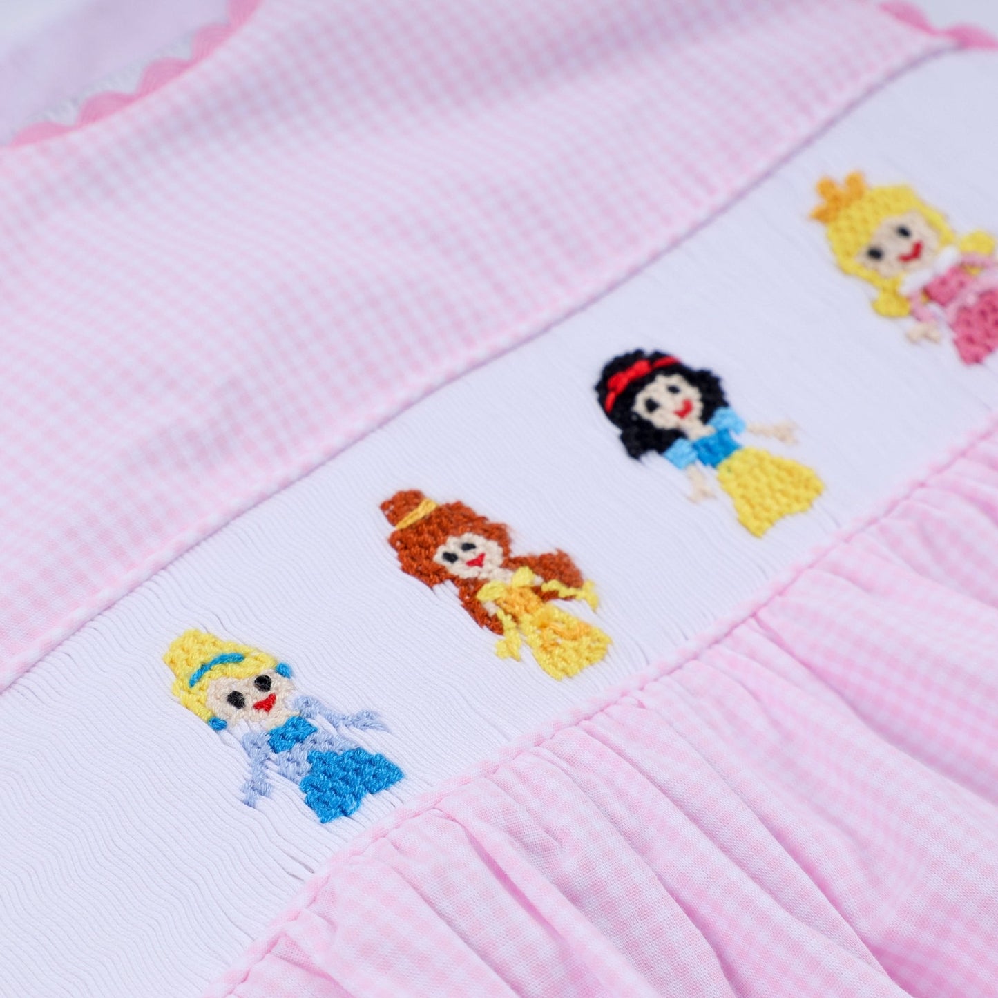 Pink princess hand smocked plaid bubble - Abbies Place