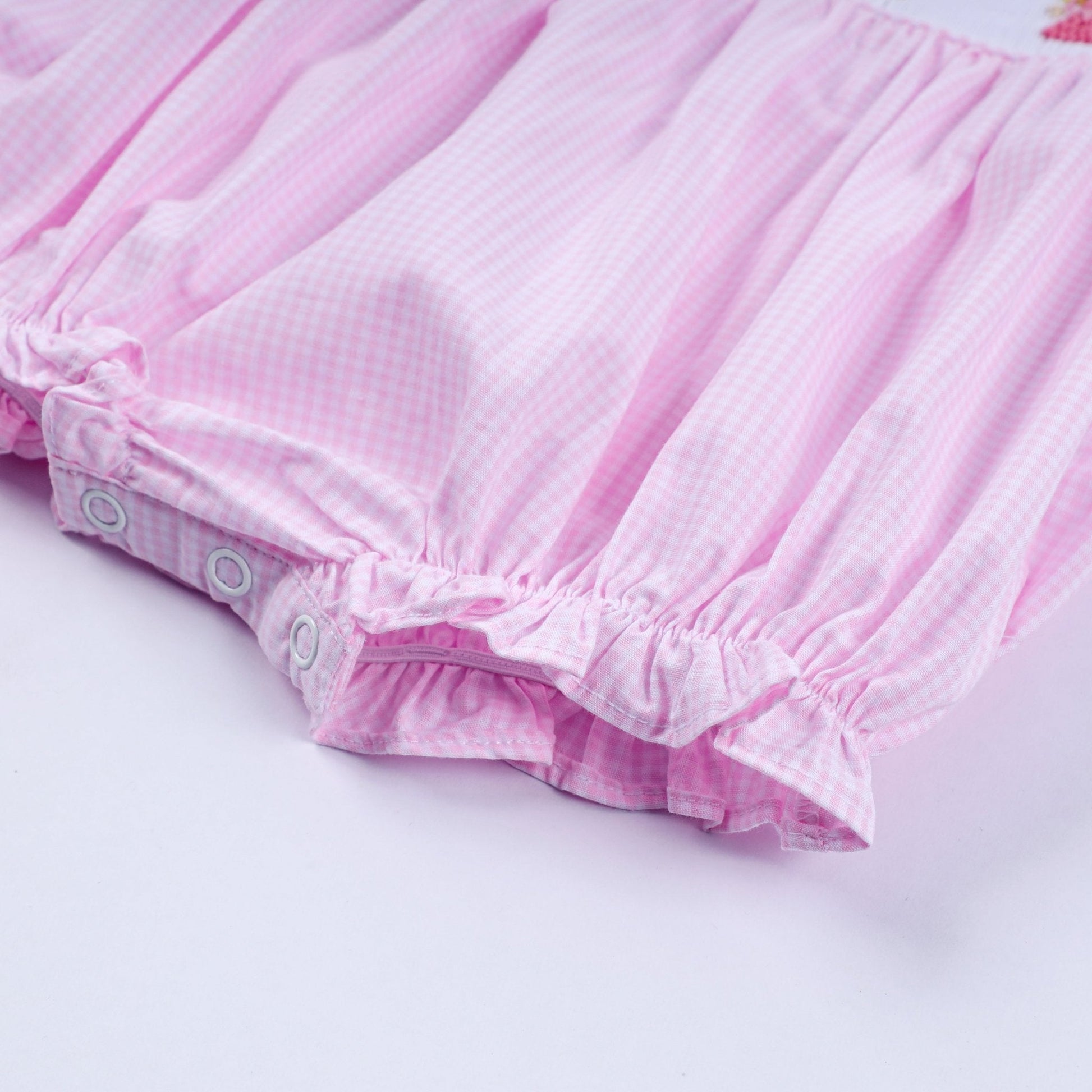 Pink princess hand smocked plaid bubble - Abbies Place