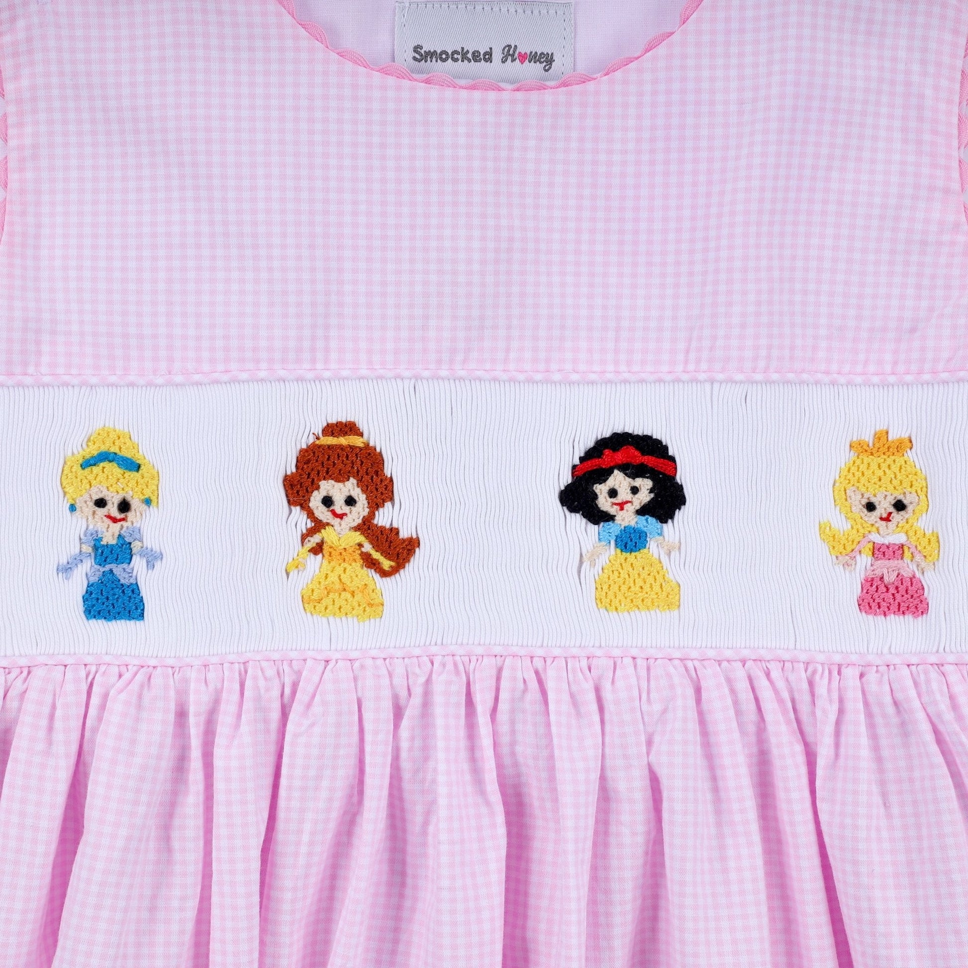 Pink princess hand smocked plaid dress - Abbies Place
