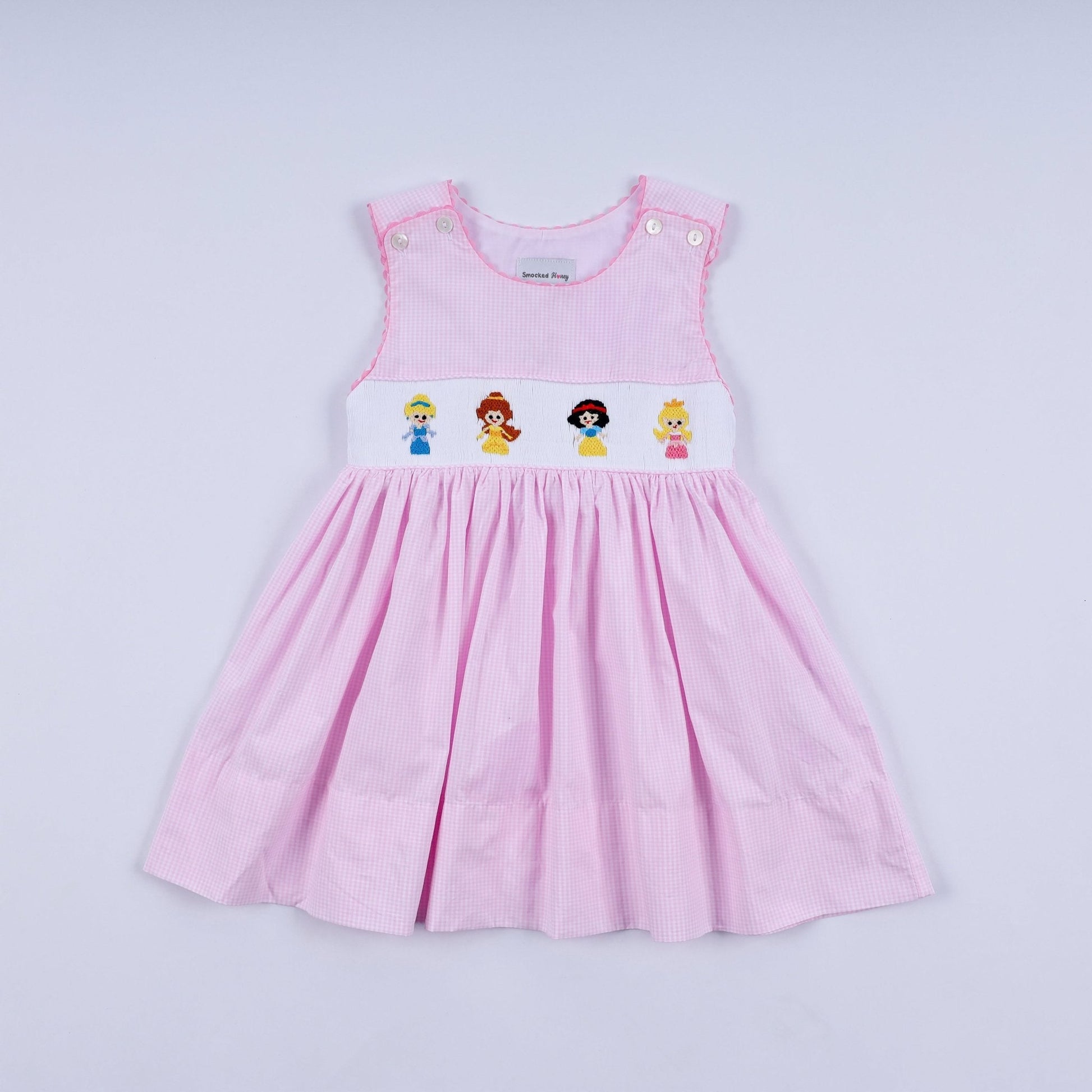 Pink princess hand smocked plaid dress - Abbies Place