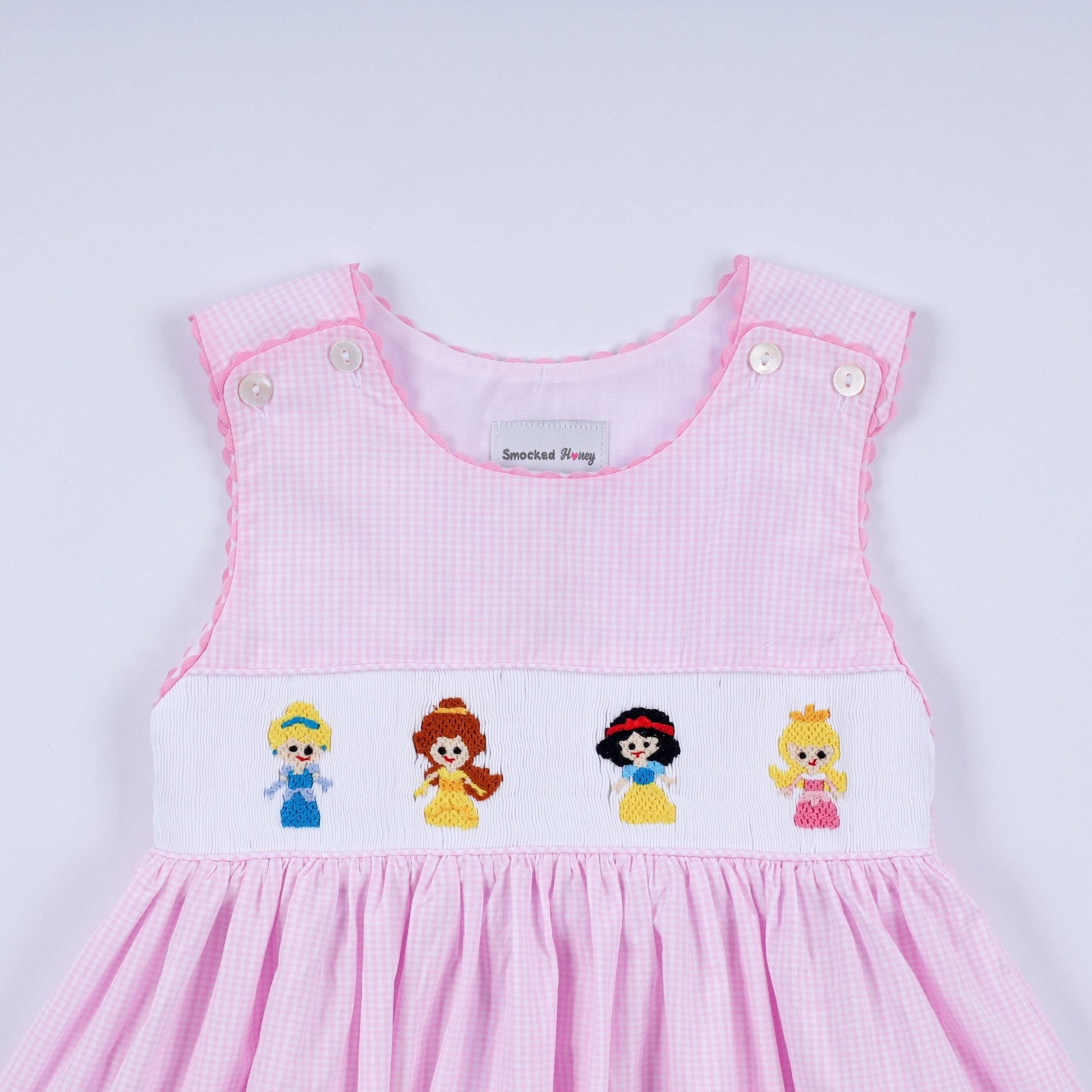 Pink princess hand smocked plaid dress - Abbies Place
