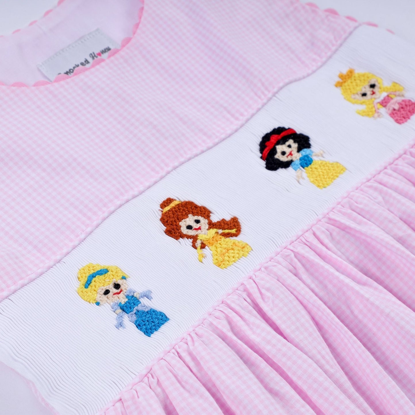 Pink princess hand smocked plaid dress - Abbies Place
