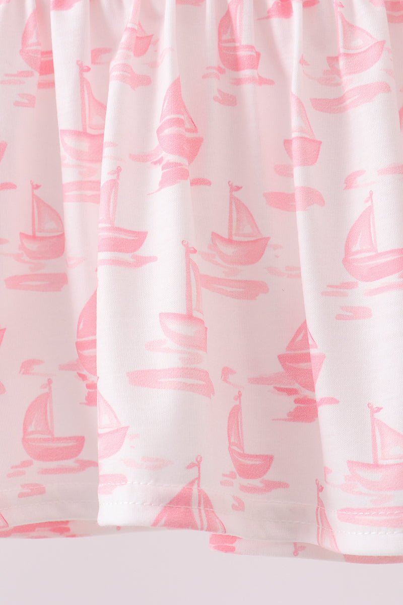 Pink Sailboat Embroidered Bloomer Set - Abbies Place
