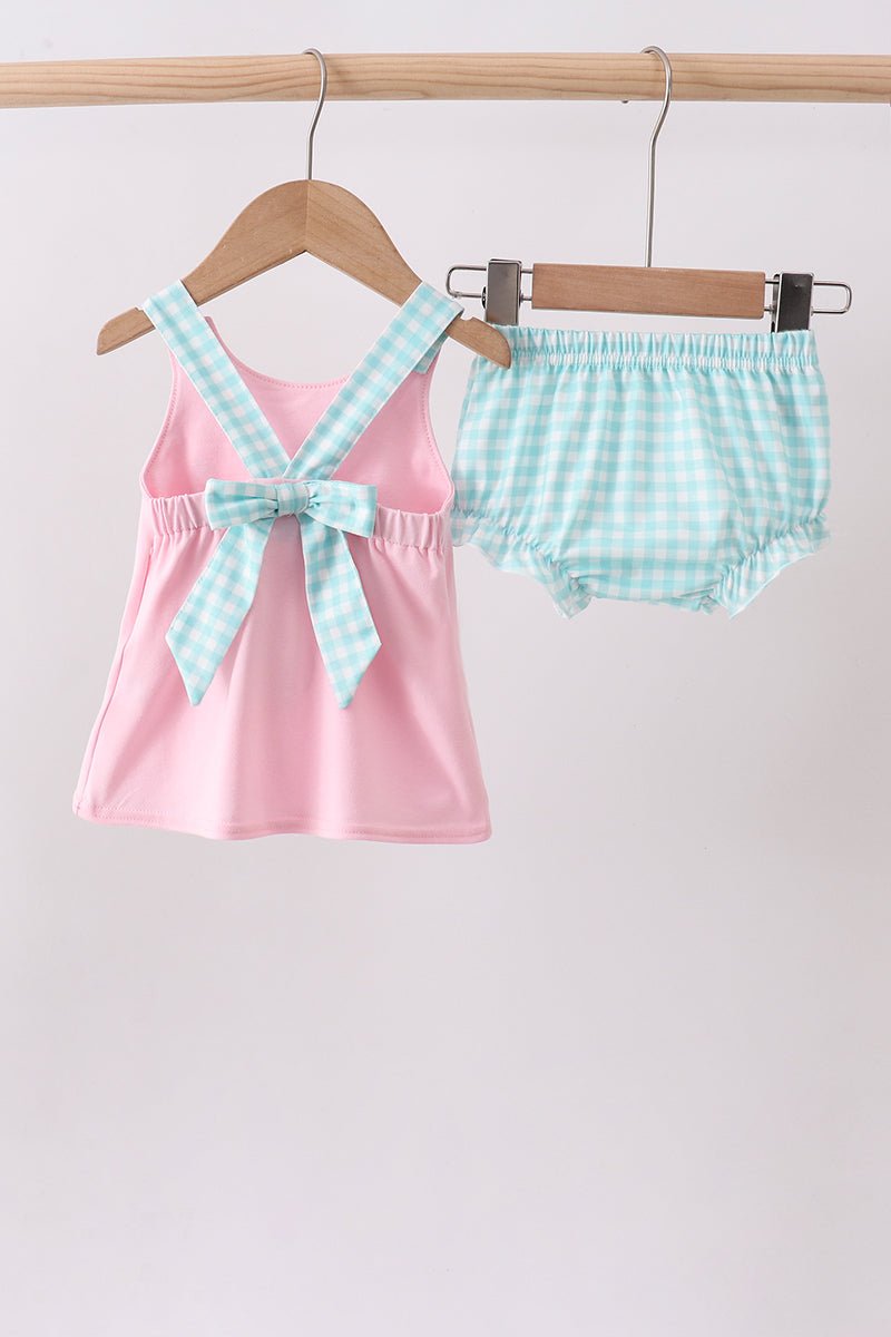 Pink sailboat embroidery bloomer set - Abbies Place