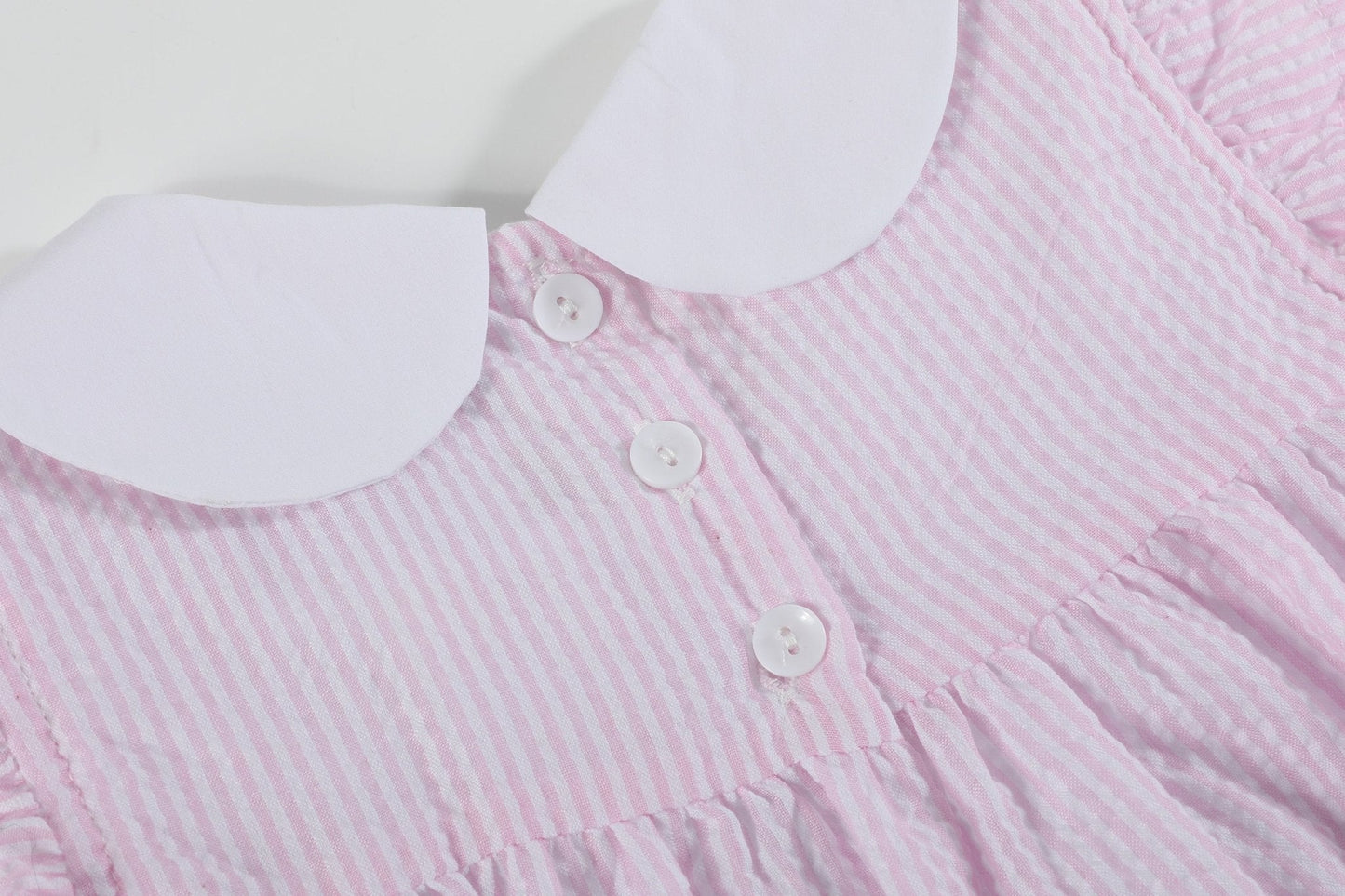 Pink Seersucker Easter Bunny Ruffle Dress - Abbies Place