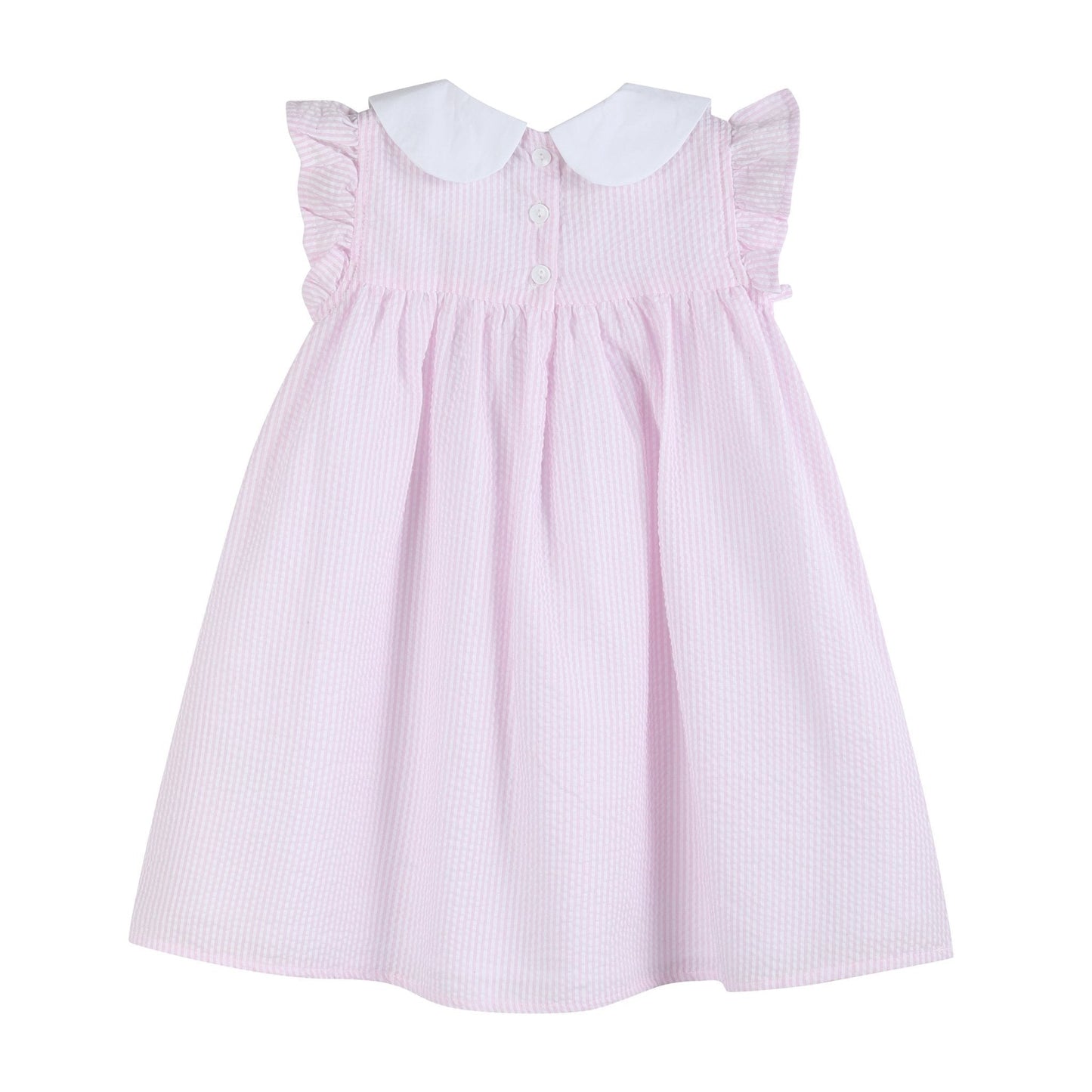 Pink Seersucker Easter Bunny Ruffle Dress - Abbies Place