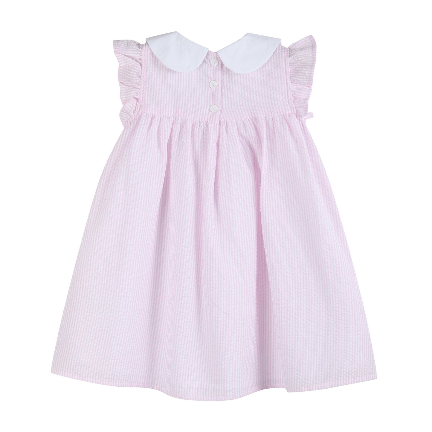 Pink Seersucker Easter Bunny Ruffle Dress - Abbies Place