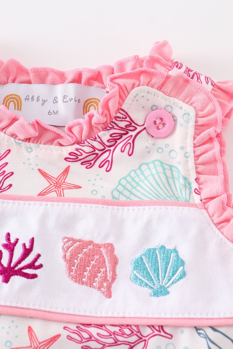 Pink Shell Embroidered Bubble - Abbies Place