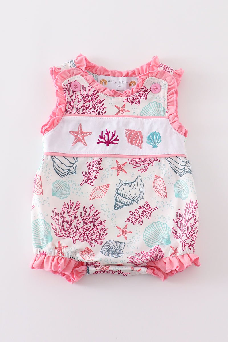 Pink Shell Embroidered Bubble - Abbies Place