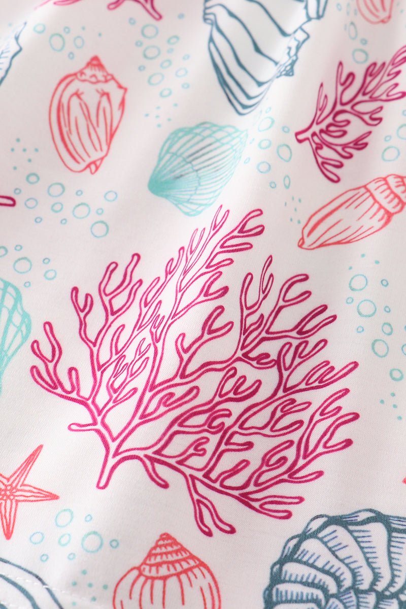Pink Shell Embroidered Dress - Abbies Place