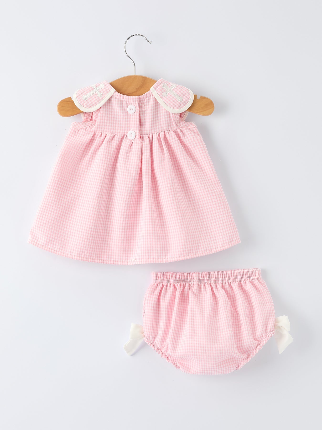 Pink Smocked Church Christ Bishop Christening Baby Girls Bloomer Set - Abbies Place