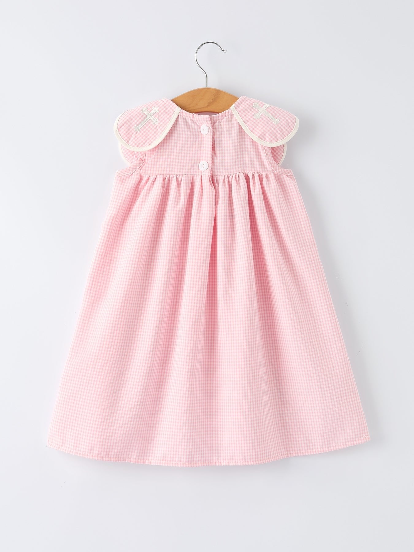 Pink Smocked Church Christ Bishop Christening Girls Dress - Abbies Place