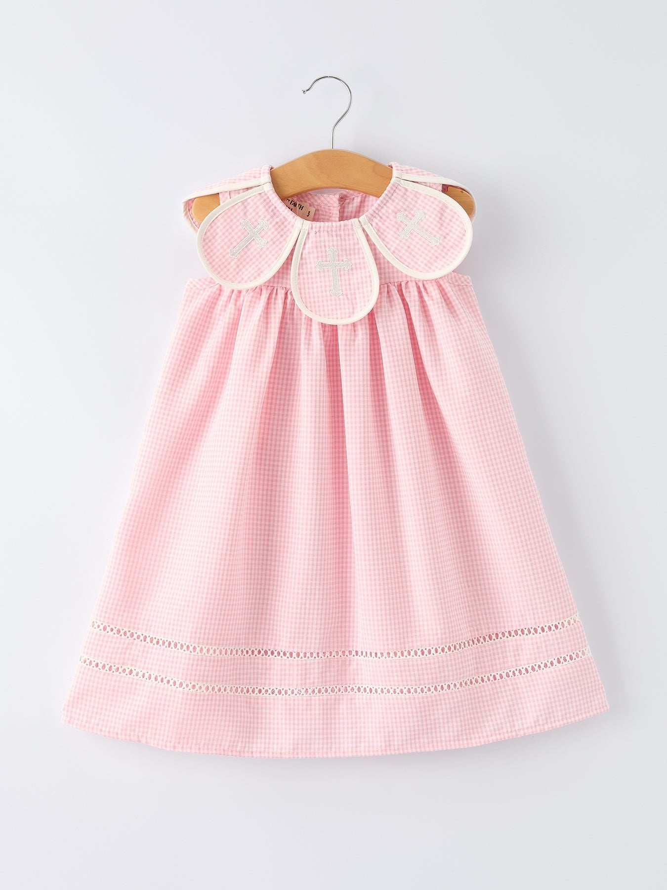 Pink Smocked Church Christ Bishop Christening Girls Dress - Abbies Place