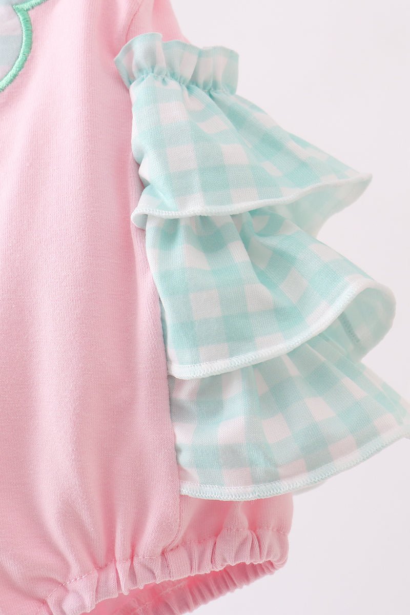 Pink Strawberry Applique Knit Bubble - Abbies Place