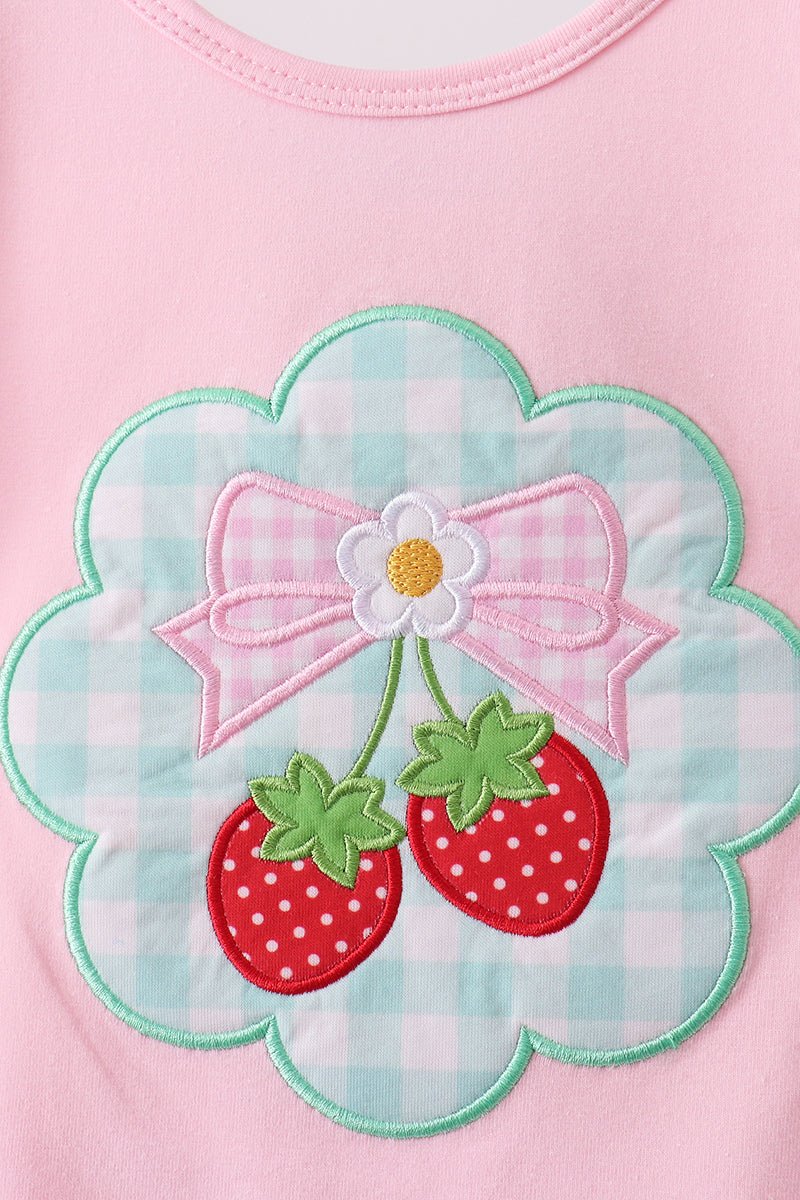 Pink Strawberry Applique Knit Set - Abbies Place