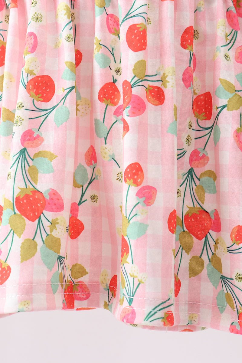 Pink strawberry smocked bloomer set - Abbies Place