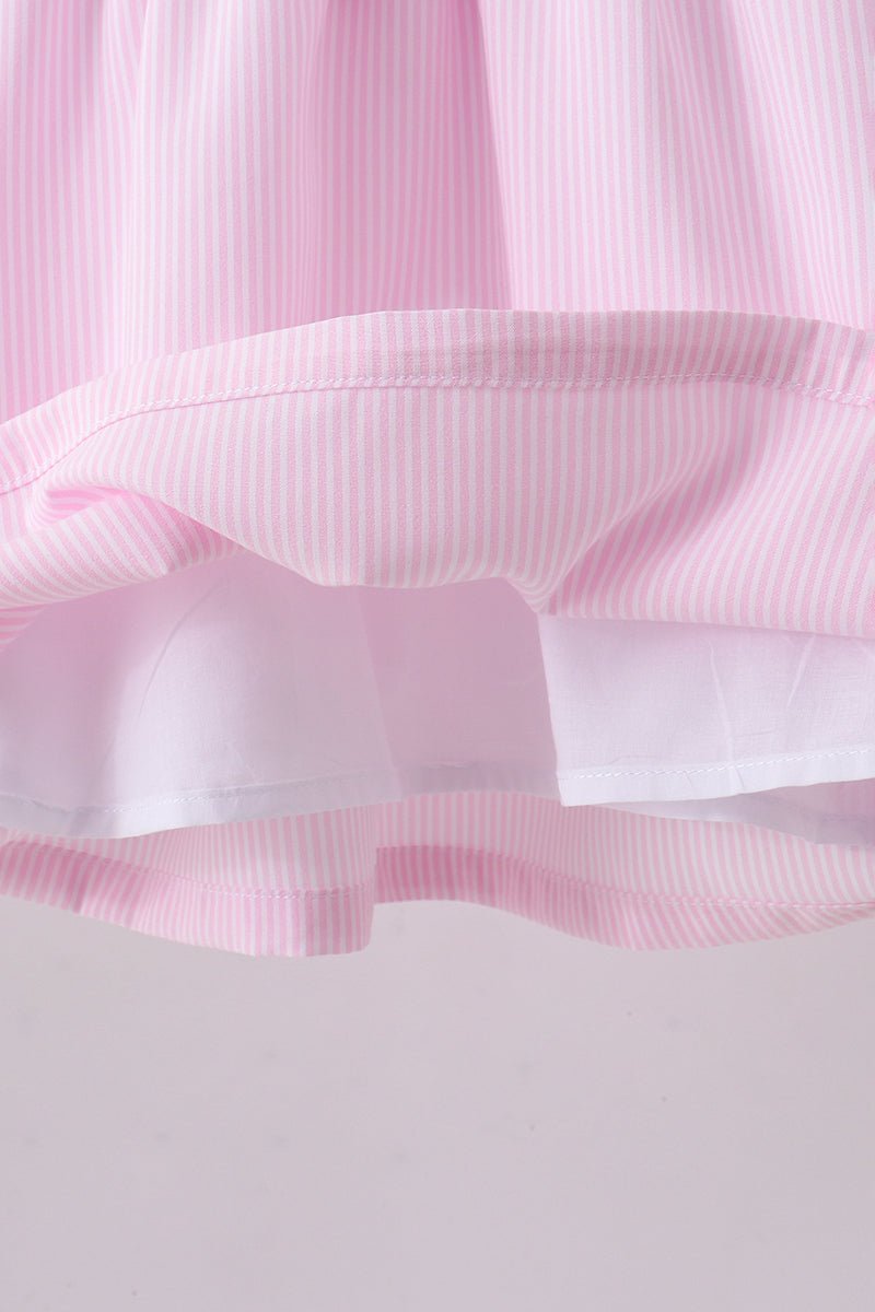Pink stripe bunny bow embroidery bloomer set - Abbies Place