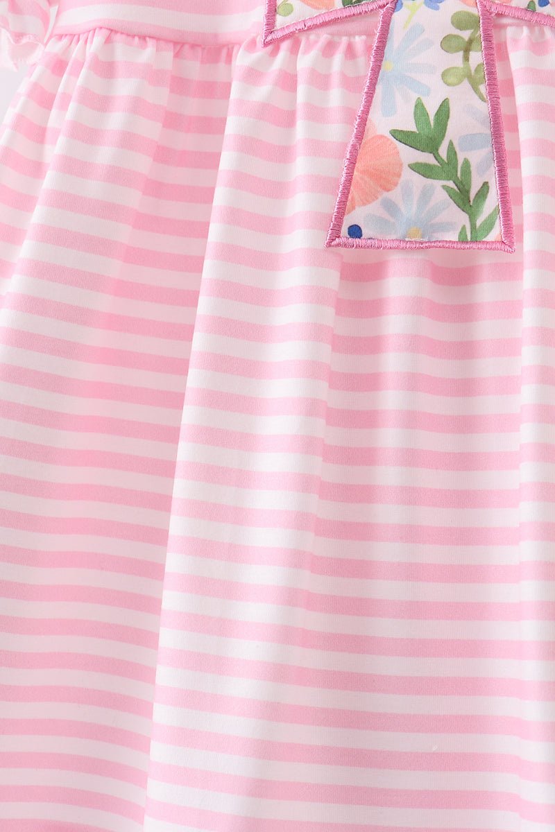 Pink stripe cross applique ruffle shorts set - Abbies Place