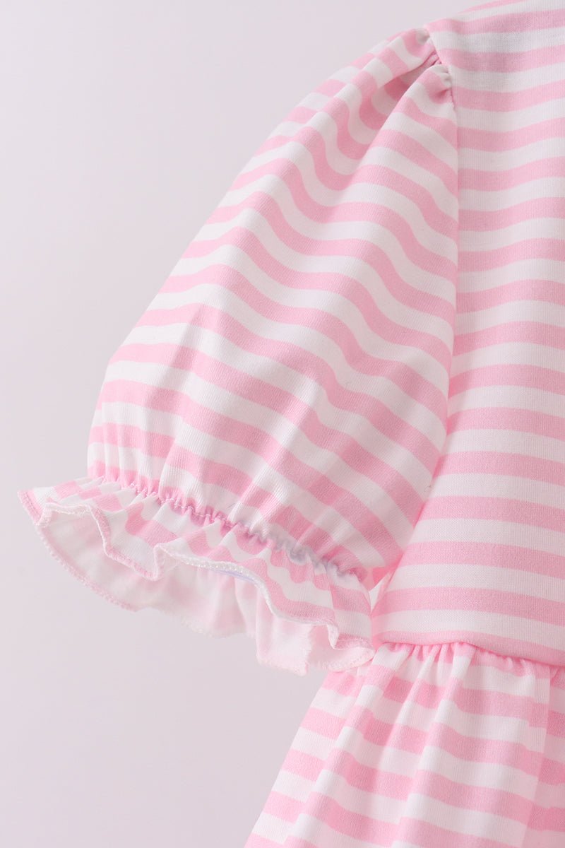 Pink stripe cross applique ruffle shorts set - Abbies Place
