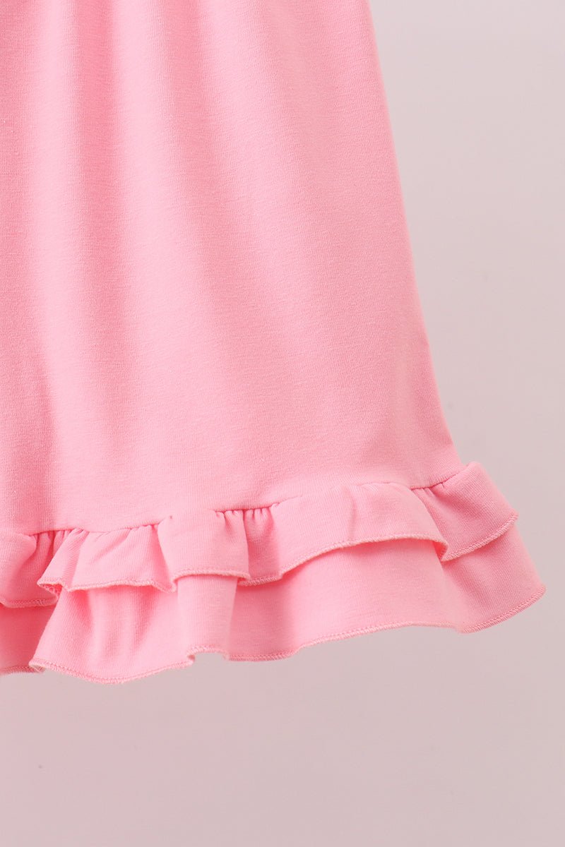 Pink stripe cross applique ruffle shorts set - Abbies Place