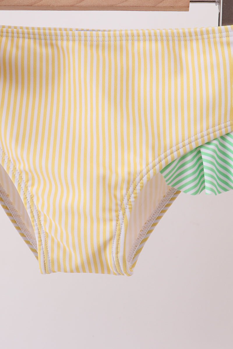 Pink stripe ruffle 2pc swimsuit - Abbies Place