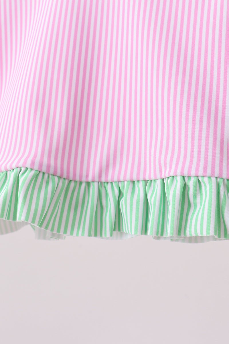 Pink stripe ruffle 2pc swimsuit - Abbies Place