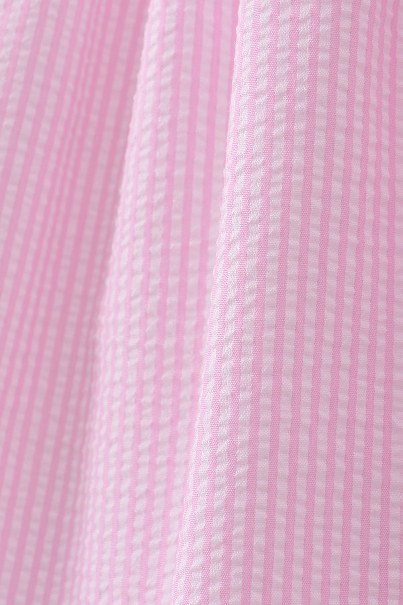 Pink stripe seersucker strawberry smocked dress - Abbies Place