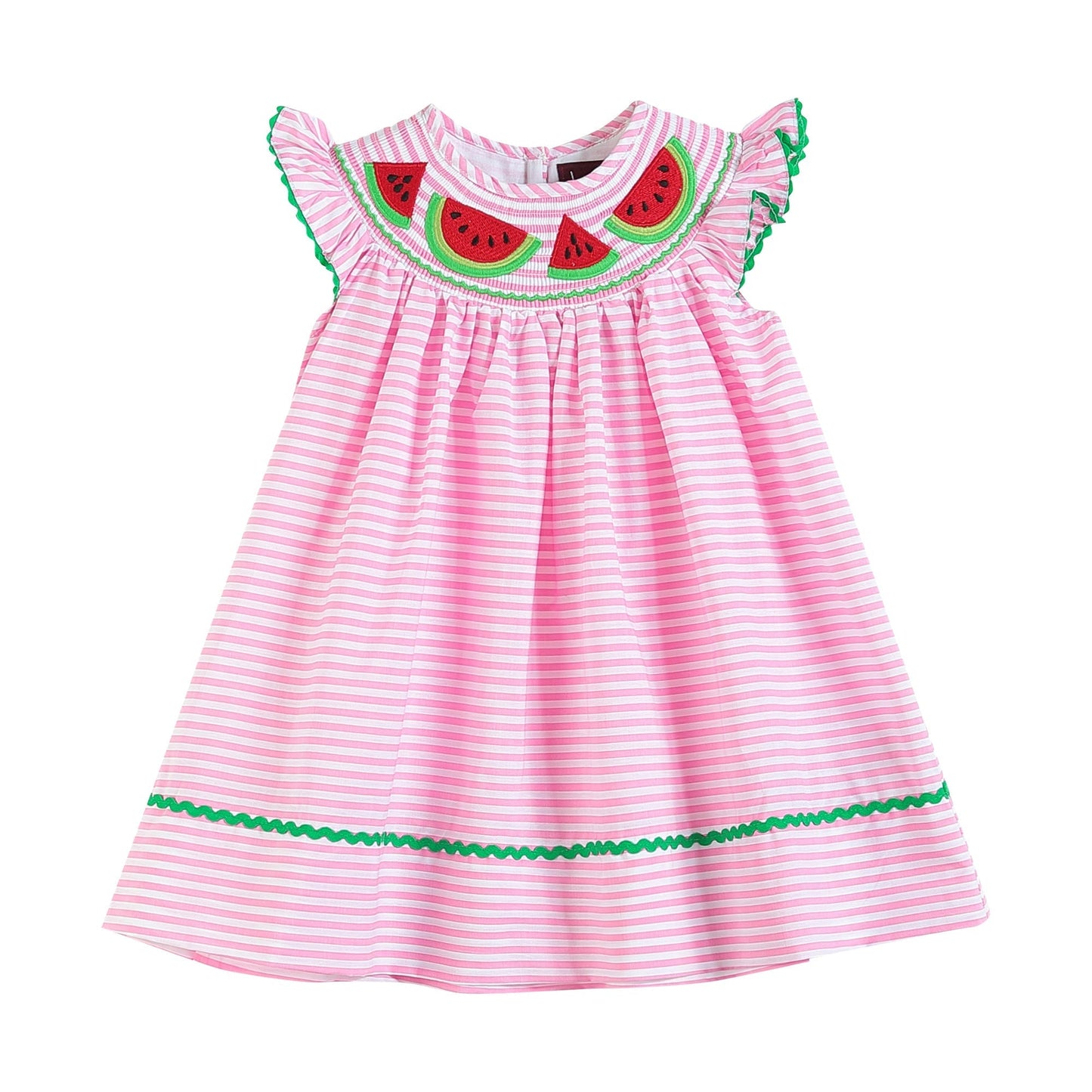 Pink Stripe Smocked Watermelon Dress - Abbies Place