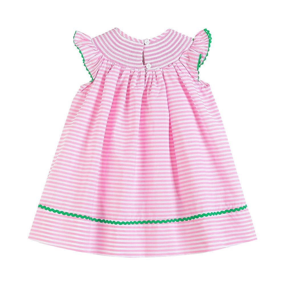 Pink Stripe Smocked Watermelon Dress - Abbies Place