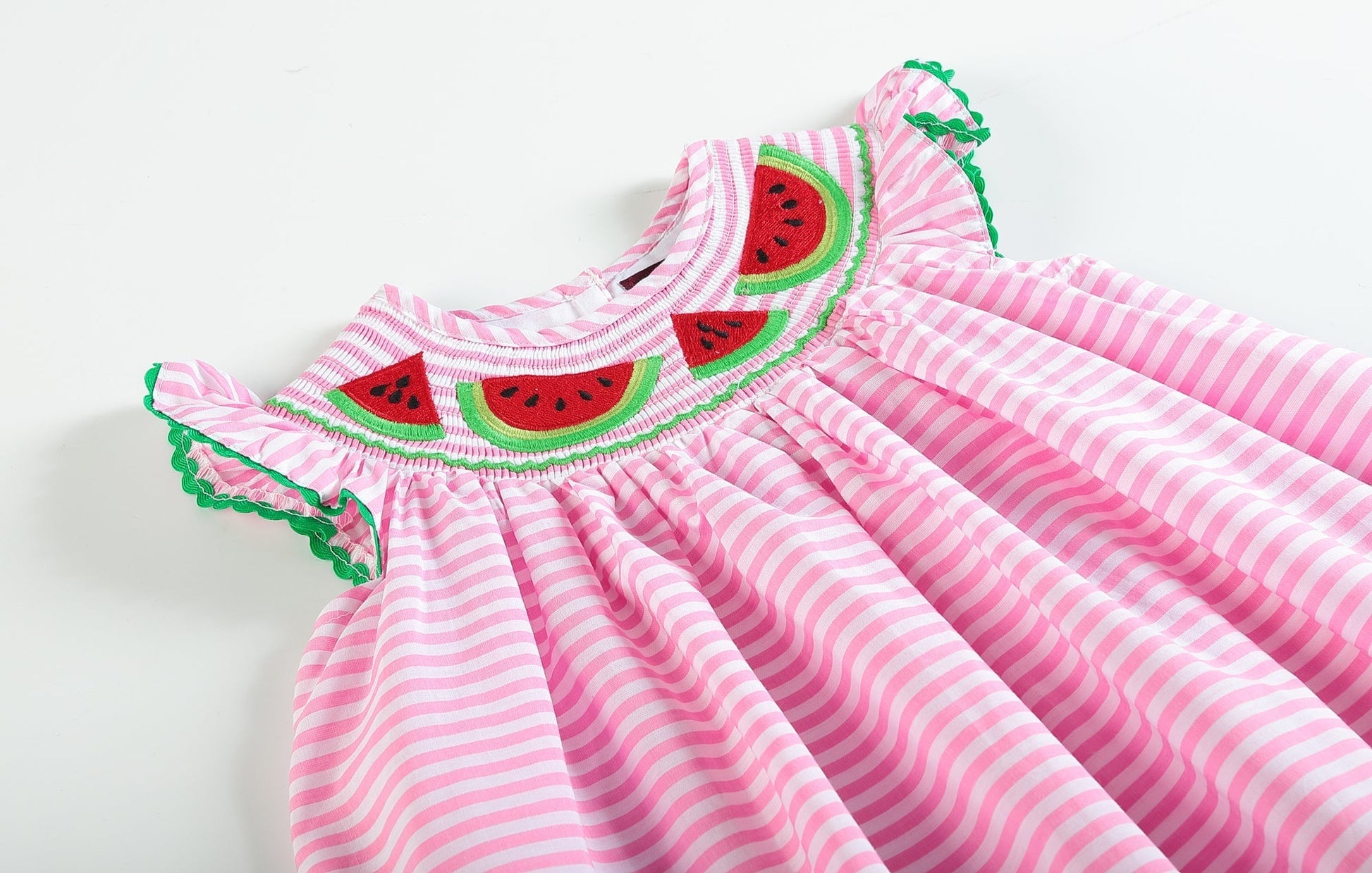 Pink Stripe Smocked Watermelon Dress - Abbies Place