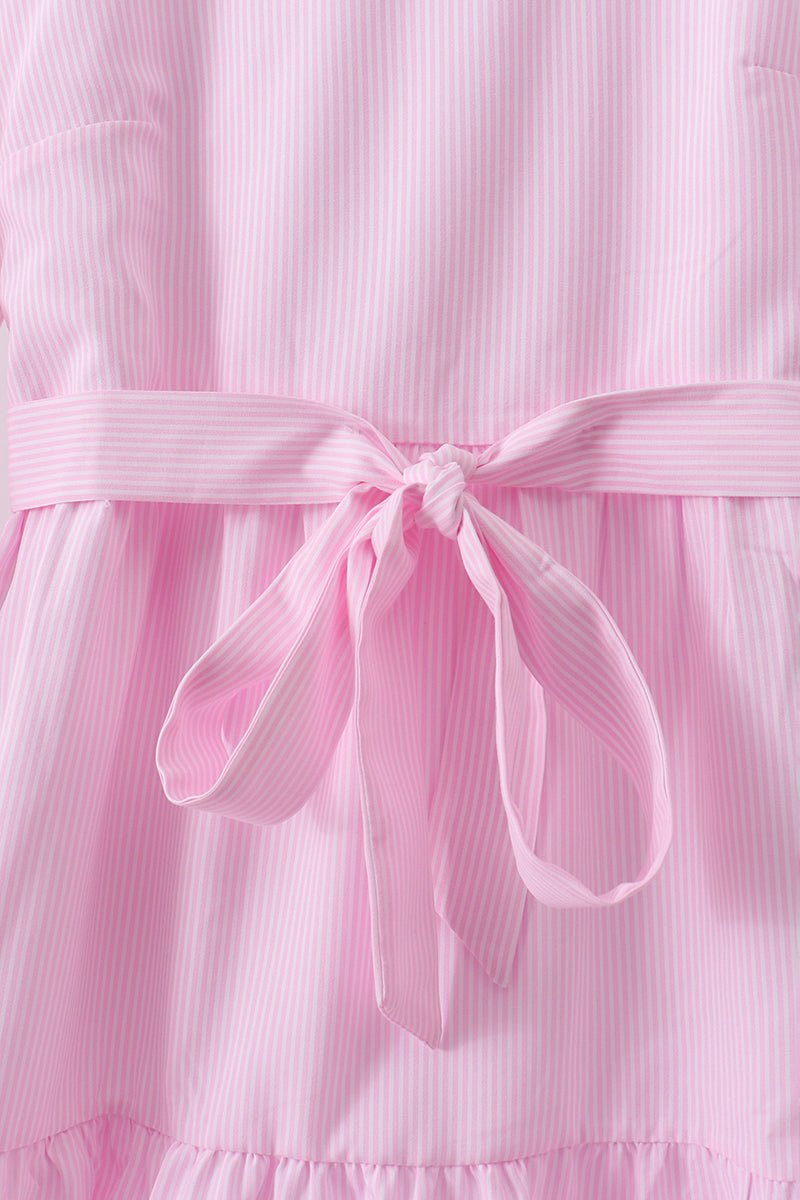 Pink stripe tiered maxi dress - Abbies Place