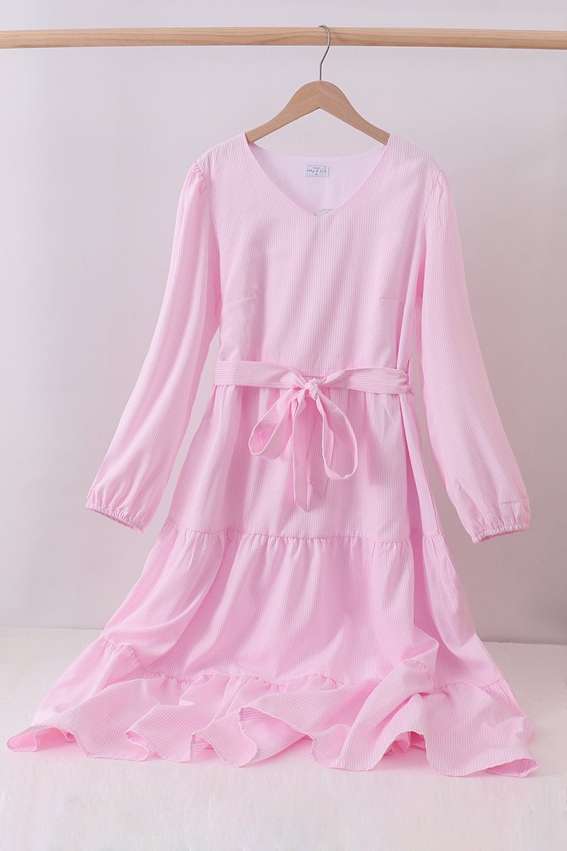 Pink stripe tiered maxi dress - Abbies Place