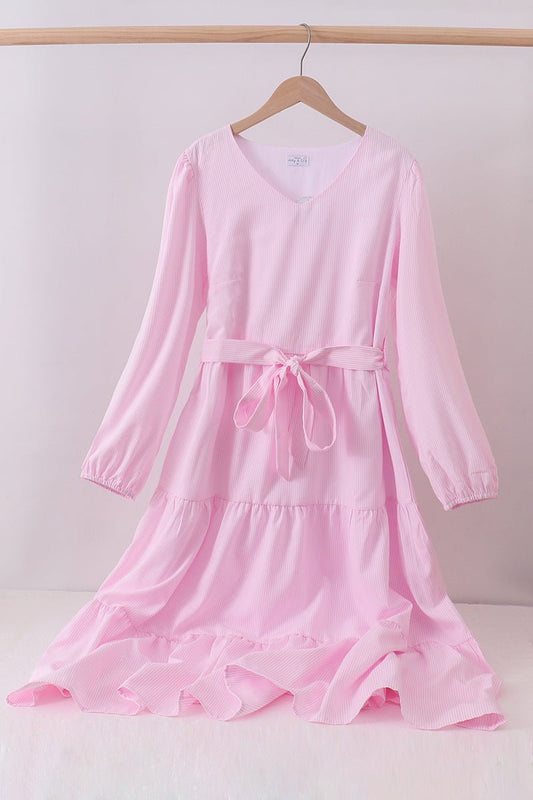 Pink stripe tiered maxi dress - Abbies Place