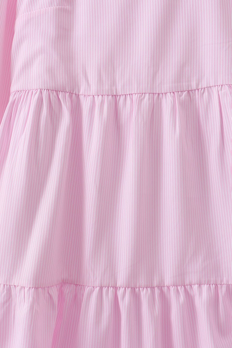 Pink stripe tiered maxi dress - Abbies Place