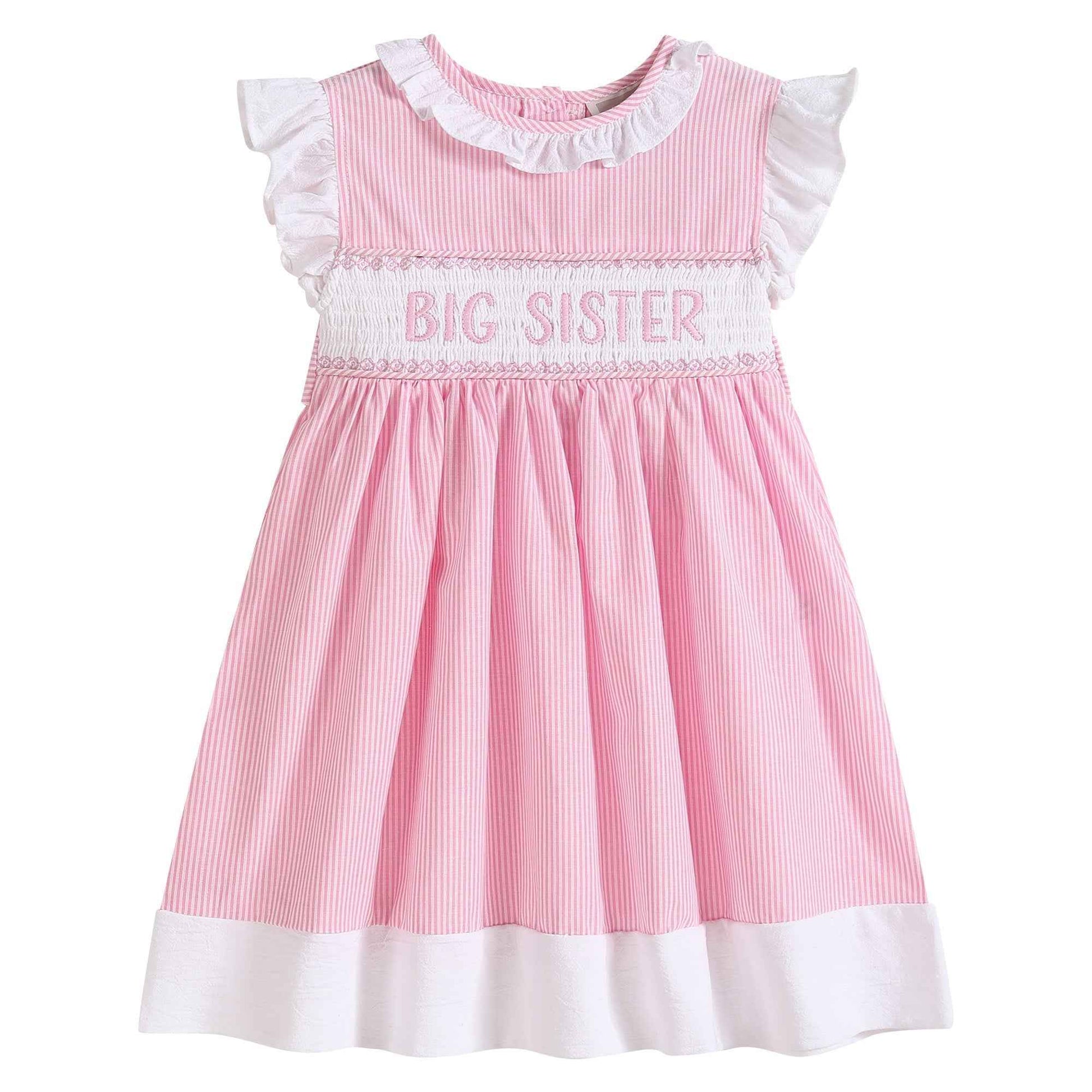 Pink Striped Big Sister Smocked Dress - Abbies Place