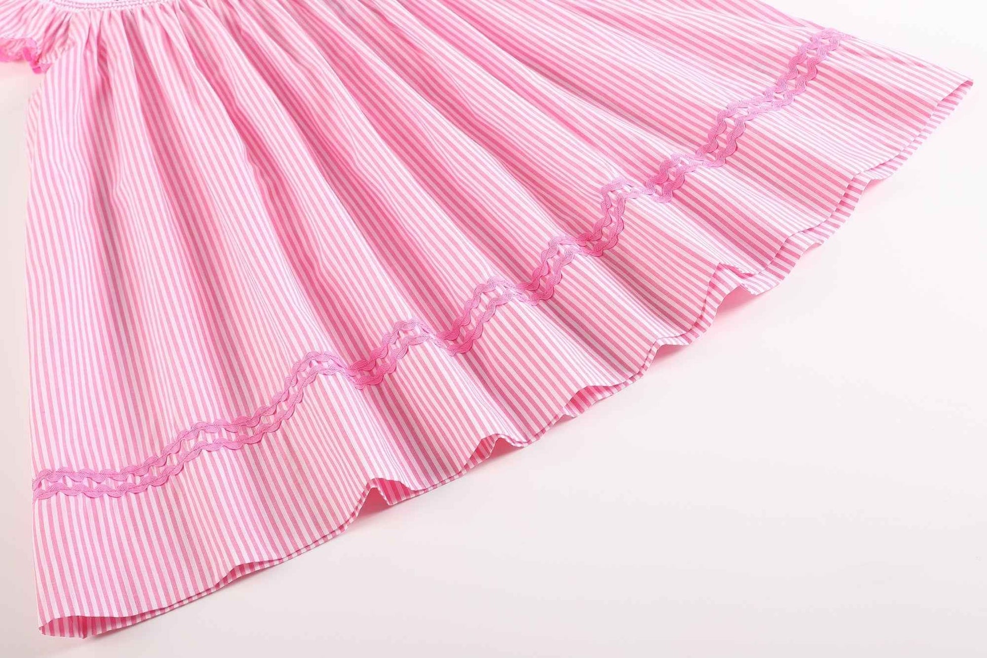 Pink Striped Flamingo Smocked Bishop Dress - Abbies Place