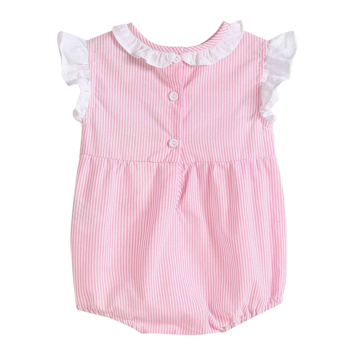 Pink Striped Lil Sister Smocked Romper - Abbies Place