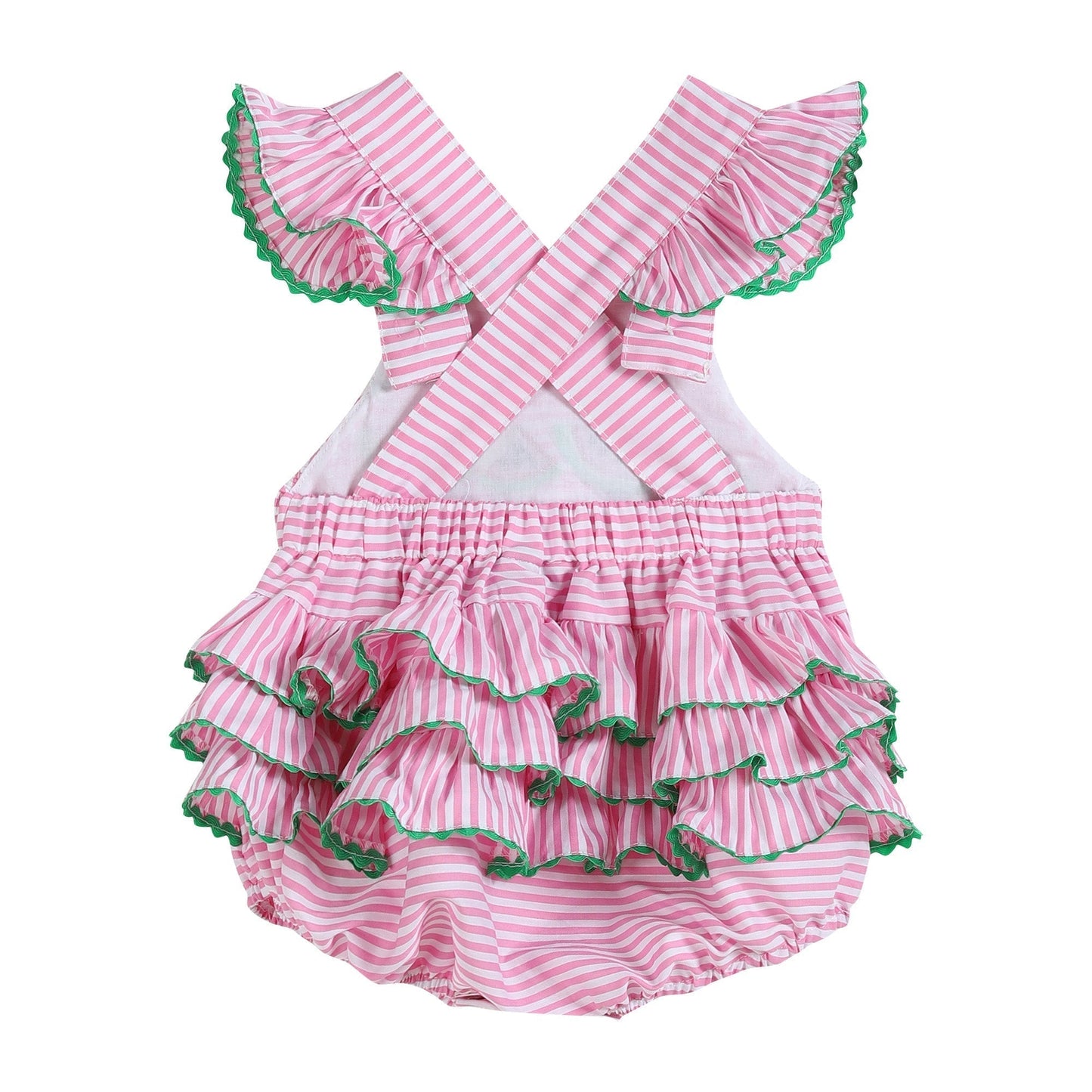 Pink Striped Watermelon Smocked Bubble Romper - Abbies Place