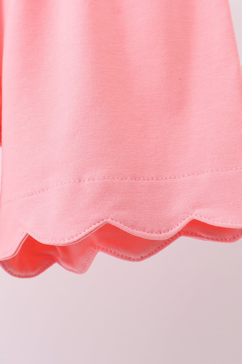 Pink tropical floral print ruffle shorts set - Abbies Place