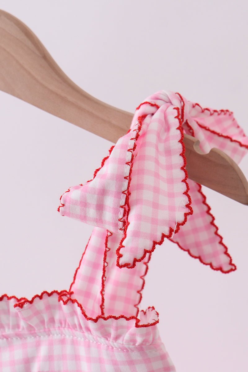 Pink watermelon embroidery ruffle dress - Abbies Place