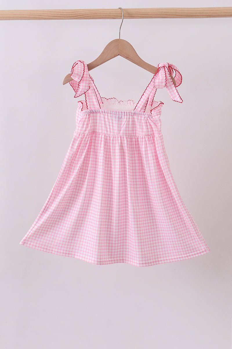 Pink watermelon embroidery ruffle dress - Abbies Place