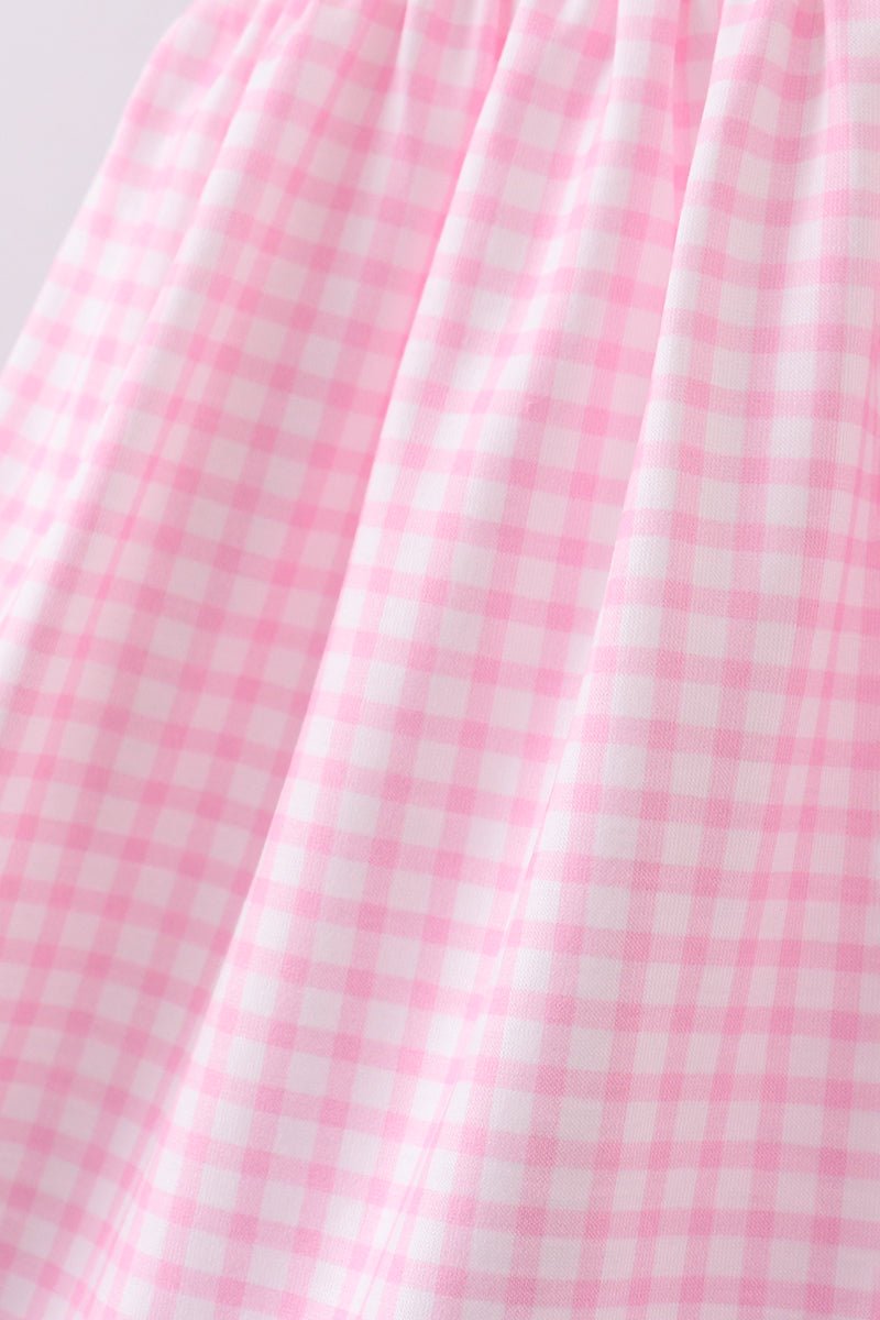 Pink watermelon embroidery ruffle dress - Abbies Place