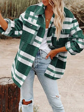 Load image into Gallery viewer, Plaid Button-Down Long Sleeve Jacket
