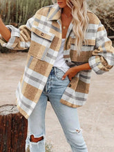Load image into Gallery viewer, Plaid Button-Down Long Sleeve Jacket

