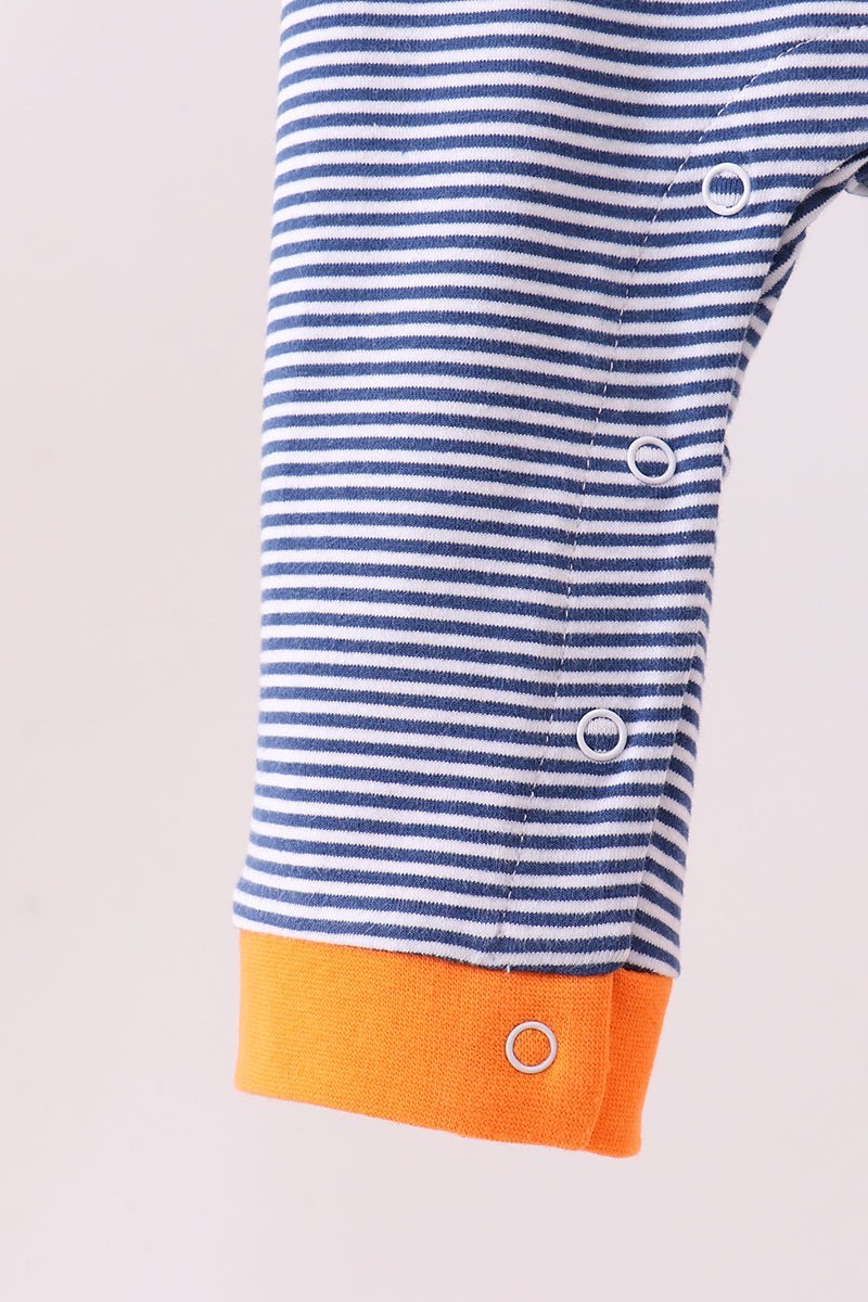 Premium Blue Auburn stripe tiger romper - Abbies Place