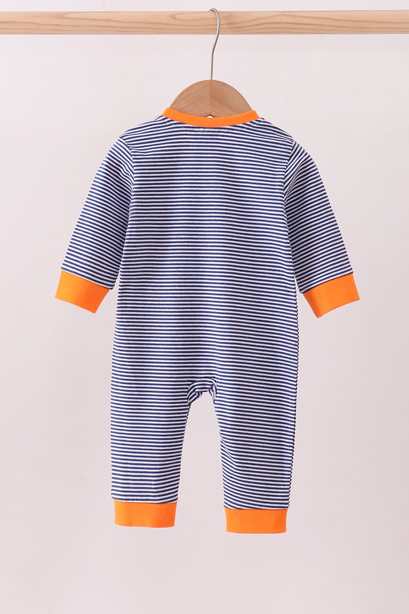 Premium Blue Auburn stripe tiger romper - Abbies Place