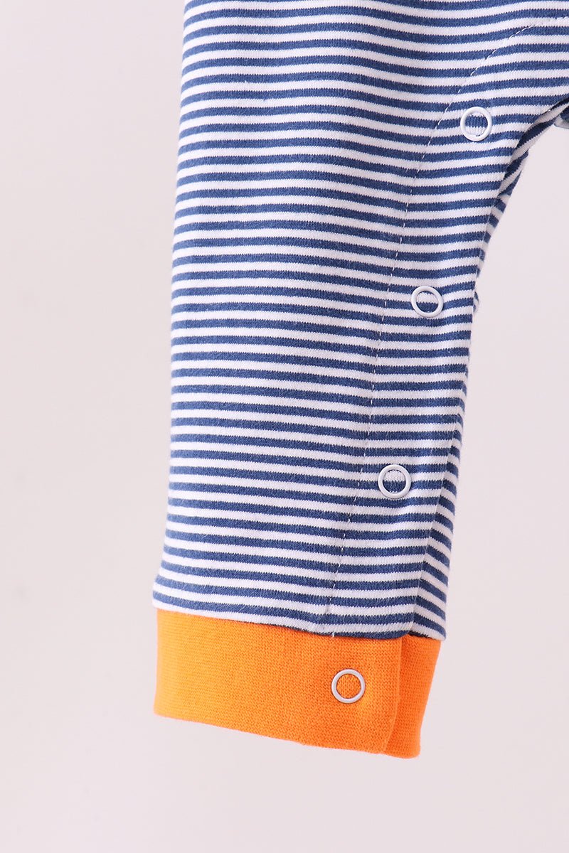 Premium Blue Auburn stripe tiger romper - Abbies Place