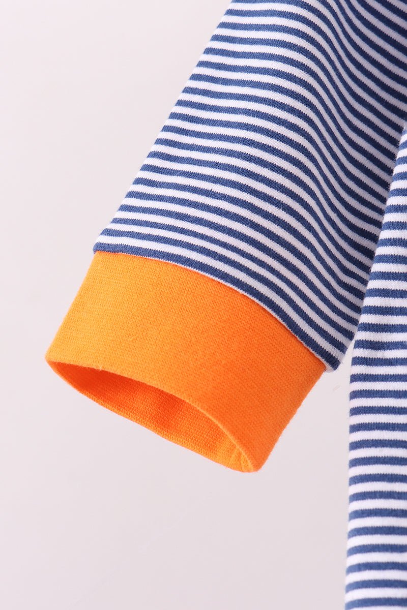 Premium Blue Auburn stripe tiger romper - Abbies Place