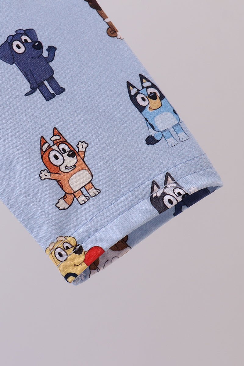 Premium blue character print bamboo dress - Abbies Place