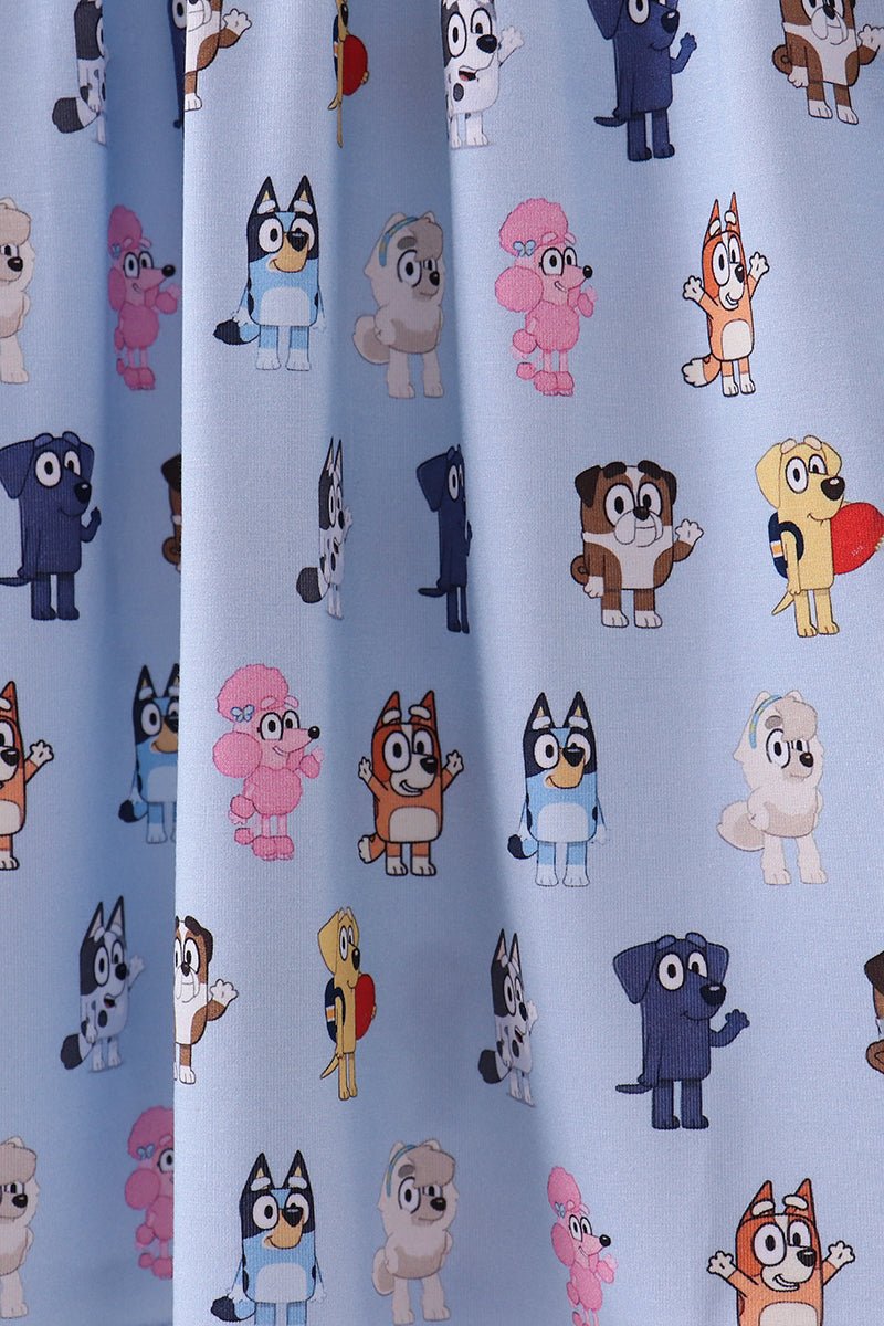 Premium blue character print bamboo dress - Abbies Place